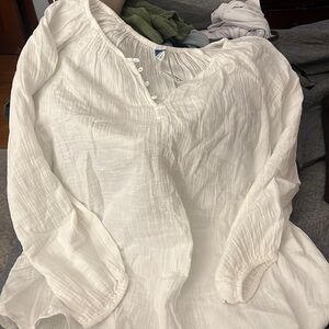 Nwt xl white long sleeve linen top